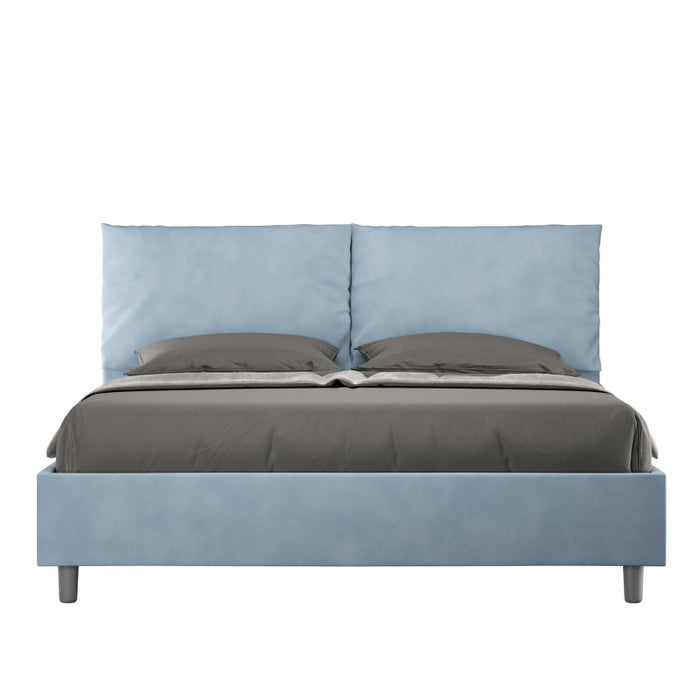 Letto imbottito Matrimoniale 160x200 cm Antea - Senza rete,Microfibra,Azzurro