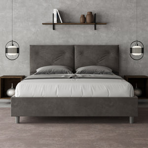 Letto imbottito Matrimoniale 160x200 cm Appia - Con rete,Microfibra,Grigio