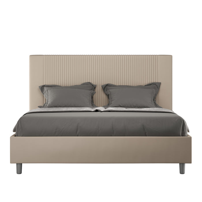 Letto imbottito Matrimoniale 160x200 cm Goya - Similpelle,Tortora,Con rete