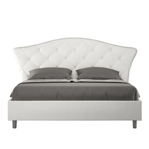 Letto imbottito Matrimoniale 160x200 cm Langre - Bianco,Similpelle,Contenitore