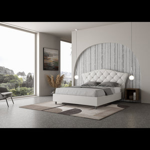 Letto imbottito Matrimoniale 160x200 cm Langre - Bianco,Similpelle,Contenitore