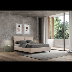 Letto imbottito Matrimoniale 160x200 cm Mados - Contenitore,Microfibra,Sabbia