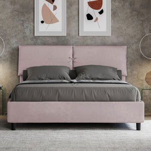 Letto imbottito Matrimoniale 160x200 cm Mados - Con rete,Glicine,Microfibra