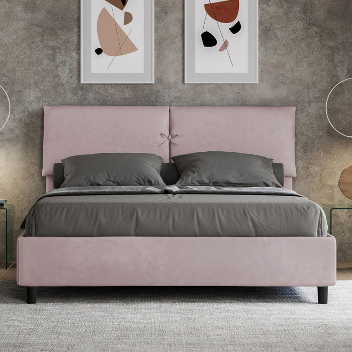 Letto imbottito Matrimoniale 160x200 cm Mados - Con rete,Glicine,Microfibra