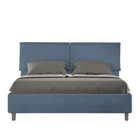 Letto imbottito Matrimoniale 160x200 cm Mados - Senza rete,Microfibra,Blu