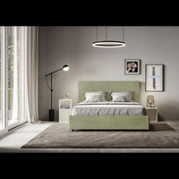 Letto imbottito Matrimoniale 160x200 cm Mika - Contenitore,Microfibra,Tè verde