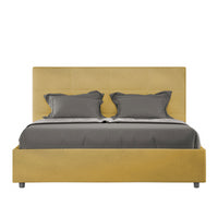 Letto imbottito Matrimoniale 160x200 cm Mika - Contenitore,Microfibra,Ocra