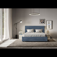 Letto imbottito Matrimoniale 160x200 cm Mika - Contenitore,Microfibra,Blu