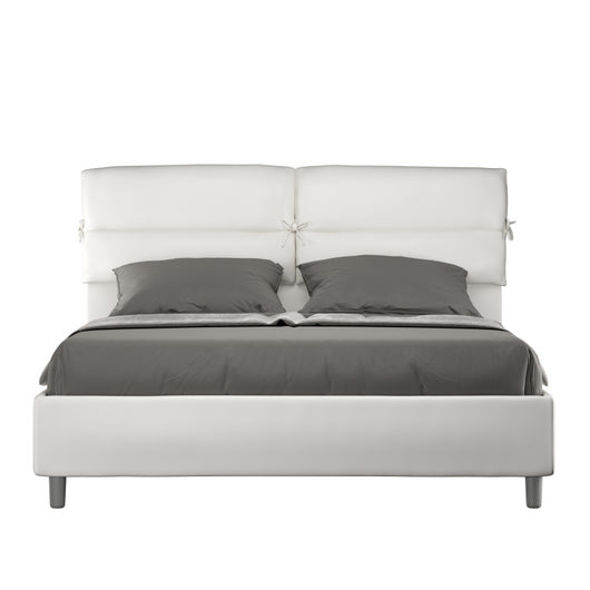 Letto imbottito Matrimoniale 160x200 cm Nandy - Senza rete,Bianco,Similpelle