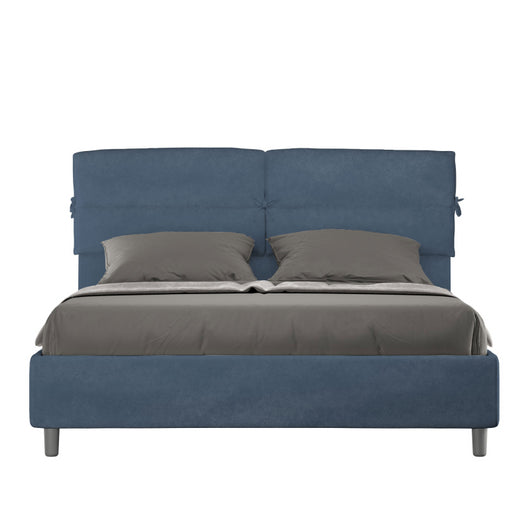 Letto imbottito Matrimoniale 160x200 cm Nandy - Senza rete,Microfibra,Blu