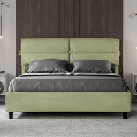 Letto imbottito Matrimoniale 160x200 cm Nandy - Con rete,Microfibra,Tè verde