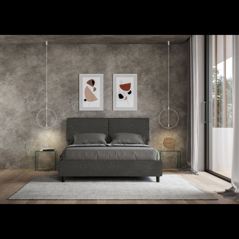 Letto imbottito Matrimoniale 160x200 cm Sleeper - Senza rete,Microfibra,Grigio