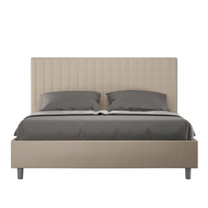 Letto imbottito Matrimoniale 160x200 cm Sunny - Similpelle,Tortora,Con rete