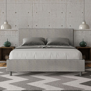 Letto imbottito Matrimoniale 160x200 cm tessuto Labirinto Adele - Contenitore,Grigio