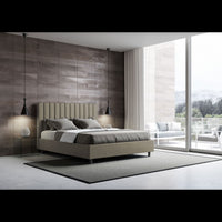 Letto imbottito Matrimoniale 160x210 cm Agueda - Similpelle,Cappuccino,Contenitore