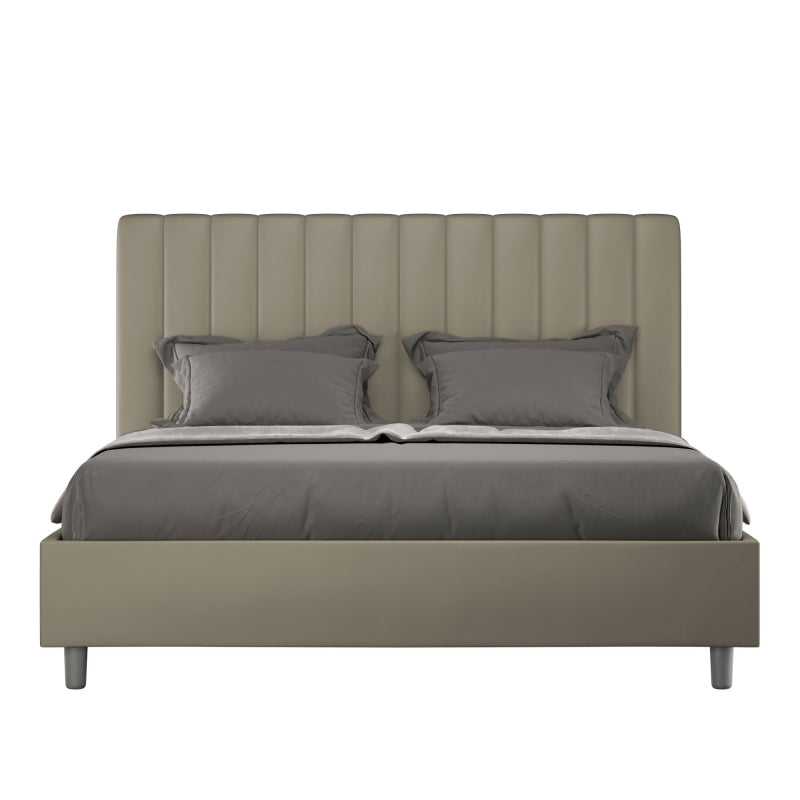 Letto imbottito Matrimoniale 160x210 cm Agueda - Similpelle,Cappuccino,Contenitore