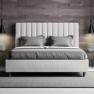 Letto imbottito Matrimoniale 160x210 cm Agueda - Senza rete,Bianco,Similpelle