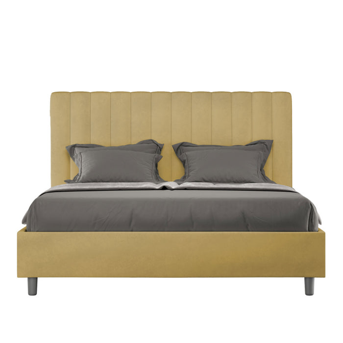 Letto imbottito Matrimoniale 160x210 cm Agueda - Contenitore,Microfibra,Ocra