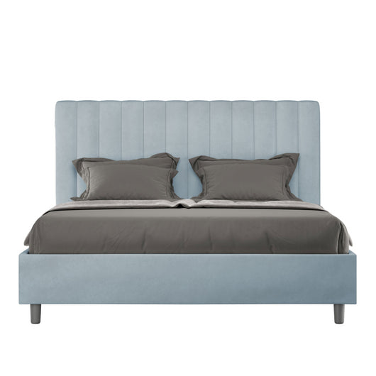 Letto imbottito Matrimoniale 160x210 cm Agueda - Contenitore,Microfibra,Azzurro