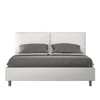 Letto imbottito Matrimoniale 160x210 cm Antea - Bianco,Similpelle,Contenitore