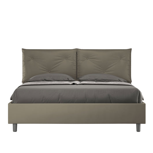 Letto imbottito Matrimoniale 160x210 cm Appia - Senza rete,Similpelle,Cappuccino