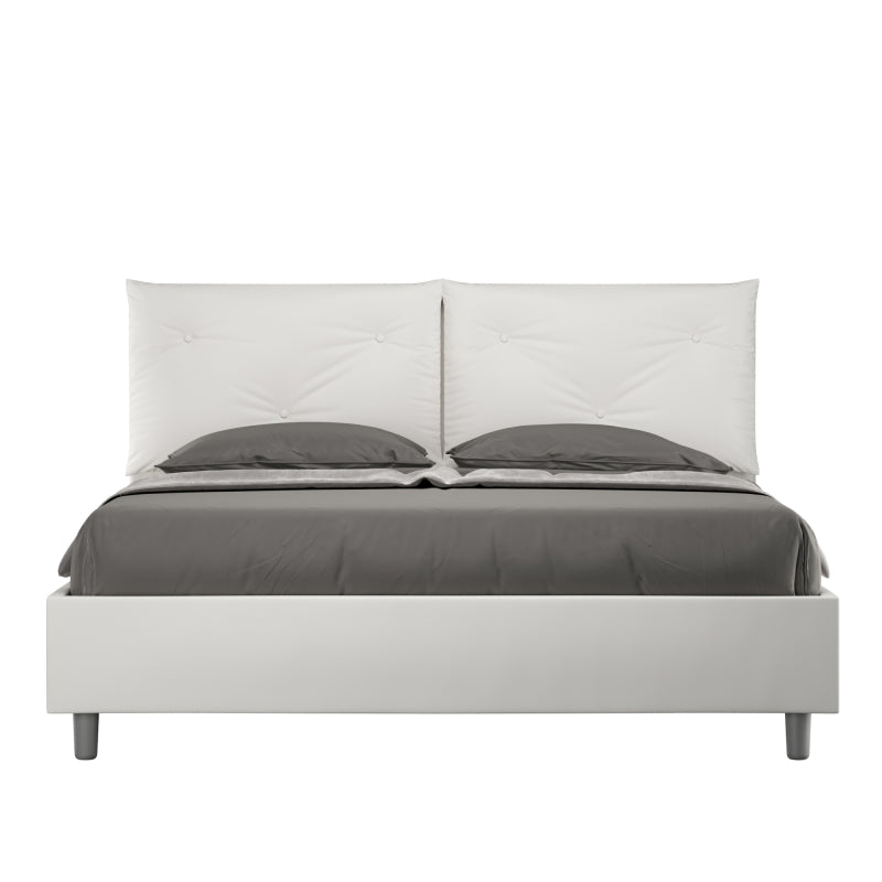 Letto imbottito Matrimoniale 160x210 cm Appia - Bianco,Similpelle,Contenitore