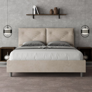 Letto imbottito Matrimoniale 160x210 cm Appia - Contenitore,Microfibra,Sabbia