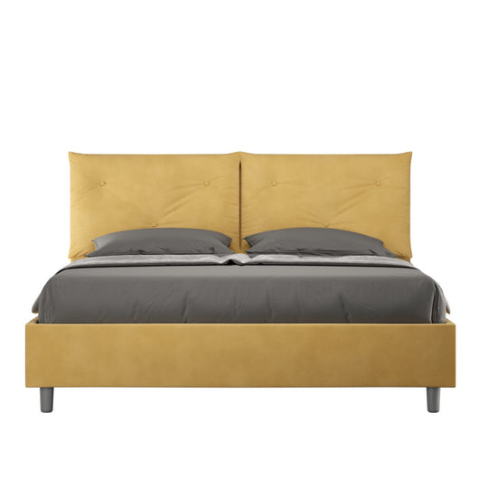 Letto imbottito Matrimoniale 160x210 cm Appia - Contenitore,Microfibra,Ocra