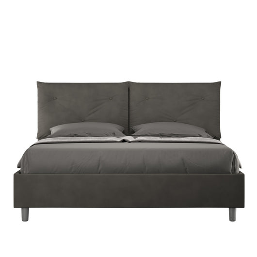 Letto imbottito Matrimoniale 160x210 cm Appia - Contenitore,Microfibra,Grigio