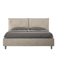 Letto imbottito Matrimoniale 160x210 cm Appia - Senza rete,Microfibra,Sabbia