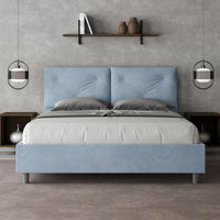 Letto imbottito Matrimoniale 160x210 cm Appia - Contenitore,Microfibra,Azzurro