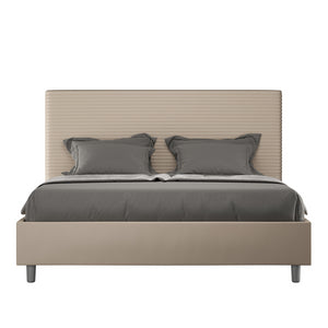 Letto imbottito Matrimoniale 160x210 cm Focus - Similpelle,Tortora,Con rete