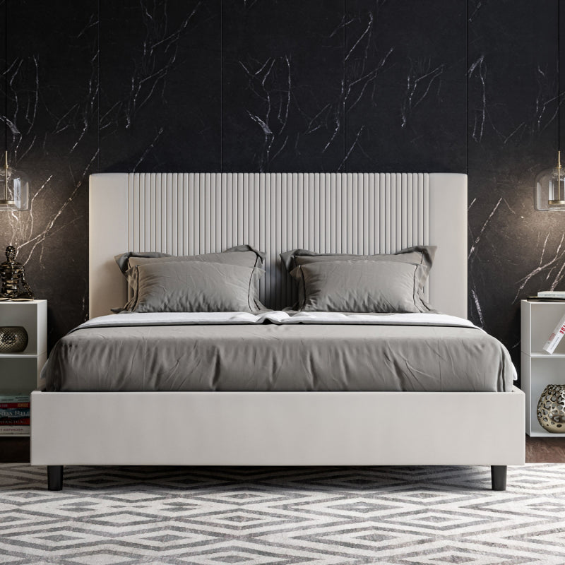 Letto imbottito Matrimoniale 160x210 cm Goya - Bianco,Similpelle,Con rete