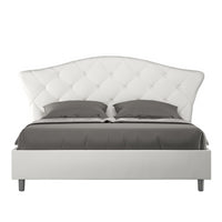 Letto imbottito Matrimoniale 160x210 cm Langre - Bianco,Similpelle,Con rete