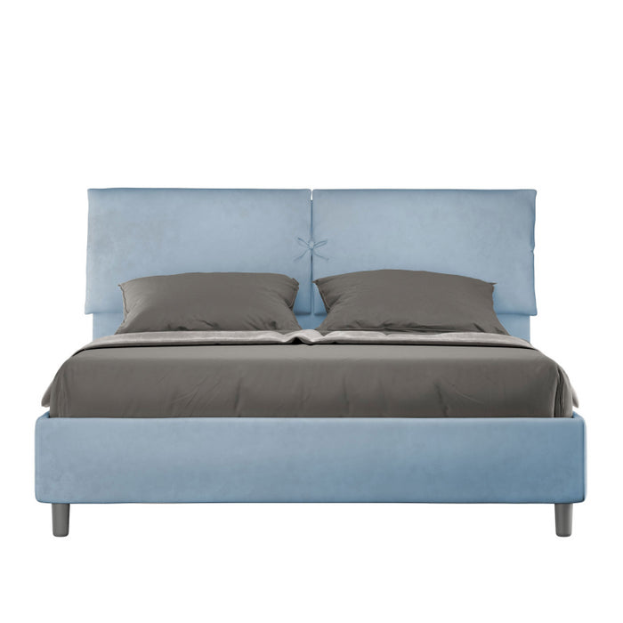 Letto imbottito Matrimoniale 160x210 cm Mados - Contenitore,Microfibra,Azzurro