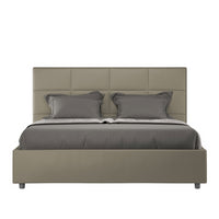 Letto imbottito Matrimoniale 160x210 cm Mika - Similpelle,Cappuccino,Contenitore