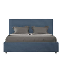 Letto imbottito Matrimoniale 160x210 cm Mika - Senza rete,Microfibra,Blu