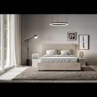 Letto imbottito Matrimoniale 160x210 cm Mika - Contenitore,Microfibra,Sabbia