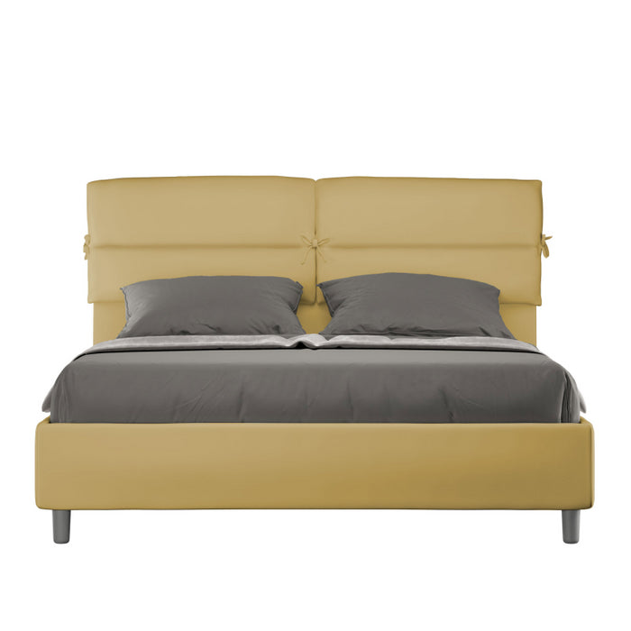 Letto imbottito Matrimoniale 160x210 cm Nandy - Contenitore,Microfibra,Ocra