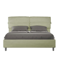 Letto imbottito Matrimoniale 160x210 cm Nandy - Contenitore,Microfibra,Tè verde