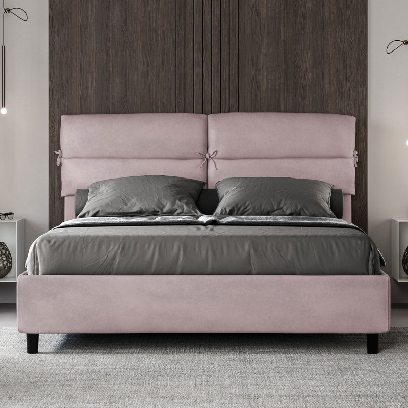 Letto imbottito Matrimoniale 160x210 cm Nandy - Contenitore,Glicine,Microfibra