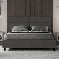 Letto imbottito Matrimoniale 160x210 cm Nandy - Contenitore,Microfibra,Grigio