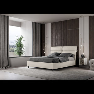 Letto imbottito Matrimoniale 160x210 cm Nandy - Bianco,Similpelle,Contenitore