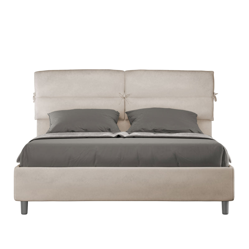 Letto imbottito Matrimoniale 160x210 cm Nandy - Con rete,Microfibra,Sabbia