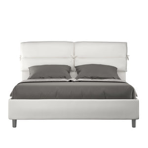 Letto imbottito Matrimoniale 160x210 cm Nandy - Bianco,Similpelle,Contenitore