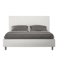 Letto imbottito Matrimoniale 160x210 cm Sunny - Senza rete,Bianco,Similpelle