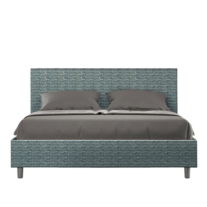 Letto imbottito Matrimoniale 160x210 cm tessuto Aragona Adele - Senza rete,Blu