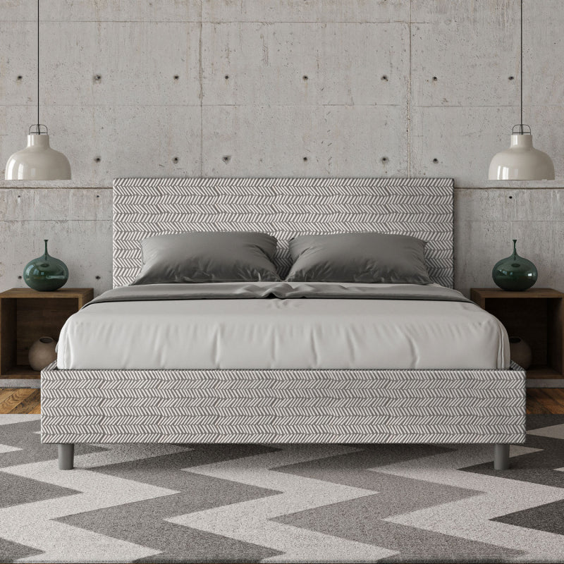 Letto imbottito Matrimoniale 160x210 cm tessuto Aragona Adele - Senza rete,Bianco