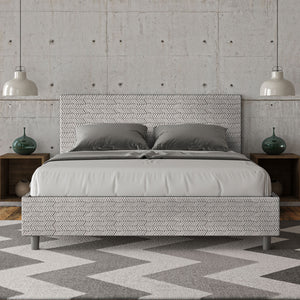 Letto imbottito Matrimoniale 160x210 cm tessuto Aragona Adele - Senza rete,Bianco