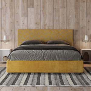 Letto imbottito Matrimoniale 160x210 cm tessuto Era Arla - Senza rete,Giallo/Giallo